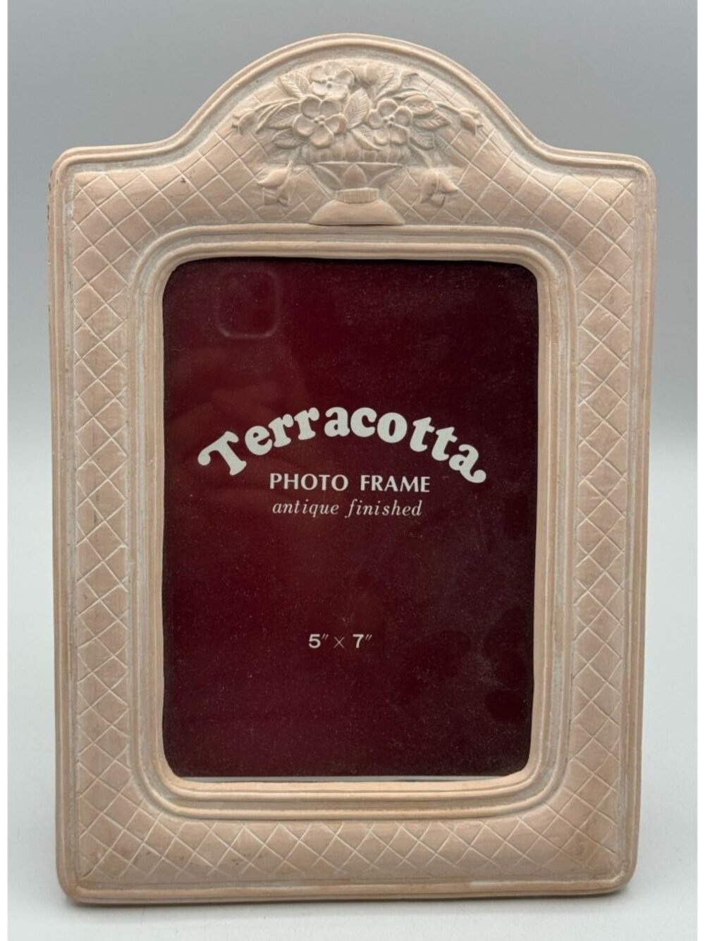 Vintage Terra Cotta Picture Frame 5x7 Arch Flower Basket Tuscan Boho Pottery